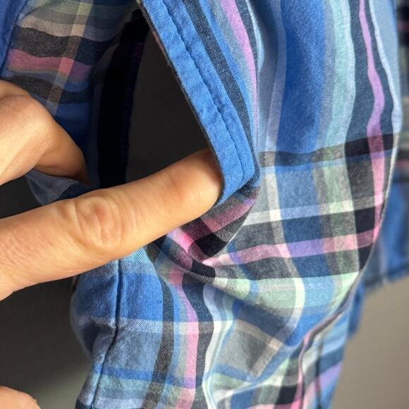 Tea Collection Girls 16 Blue Plaid Cotton Romper Jumpsuit Summer Outfit - Picture 3 of 6